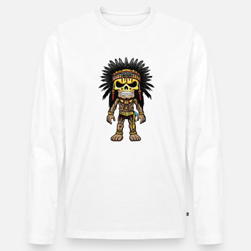 Apache Indianer Skelett - Männer Premium Bio Langarmshirt - Weiß