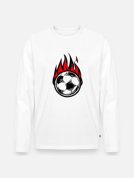 Football burns fire - Men's Premium Organic Long Sleeve Shirt - 