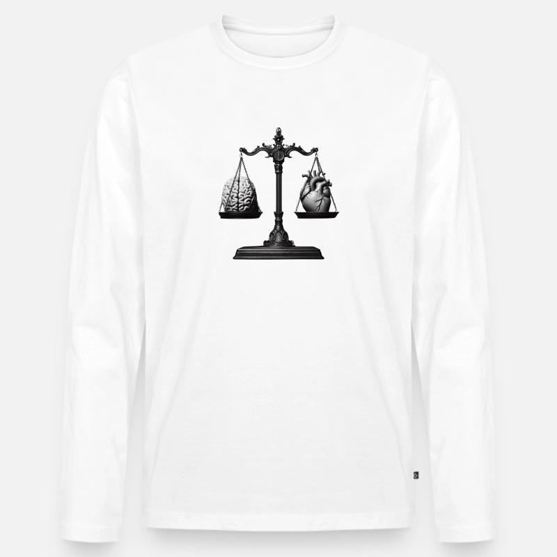 Gleichgewicht Geist Herz 🧠❤️ - Männer Premium Bio Langarmshirt - Weiß