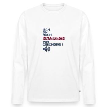 haasrisch - Männer Premium Bio Langarmshirt - Weiß - Vorne - Nico (187cm)