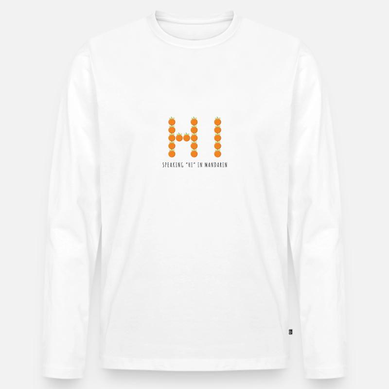 Speaking Hi In Mandarin - Männer Premium Bio Langarmshirt - Weiß