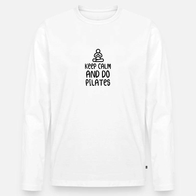 Keep Calm And Do Pilates - Männer Premium Bio Langarmshirt - Weiß