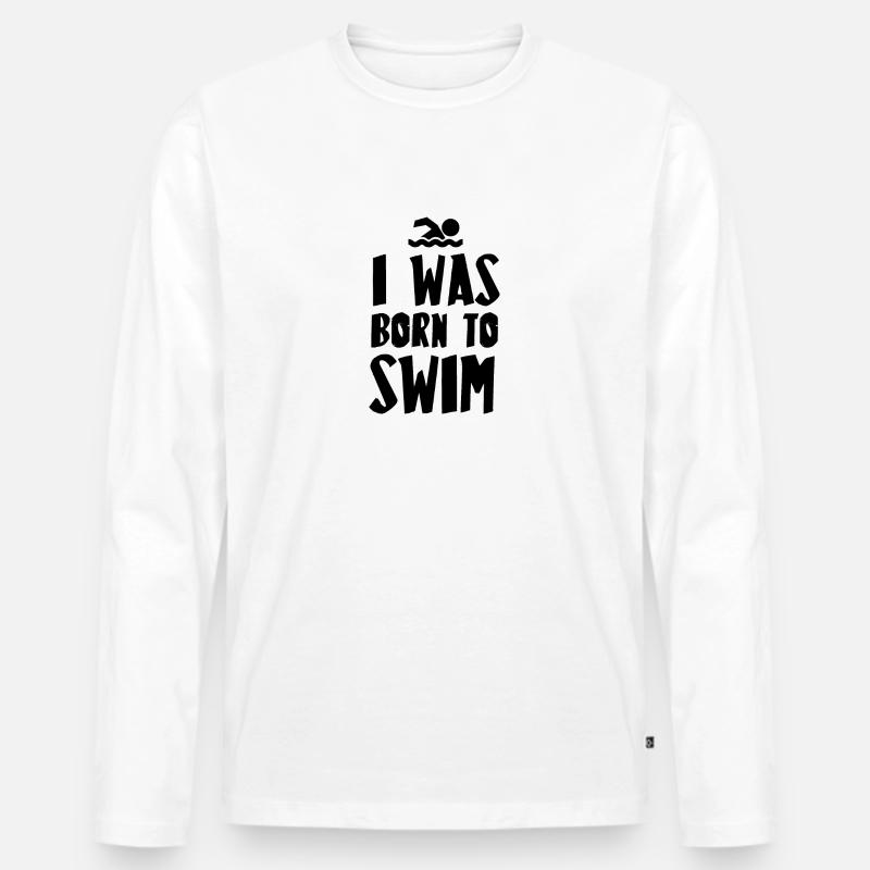 Schwimmen Geschenkidee - Männer Premium Bio Langarmshirt - Weiß