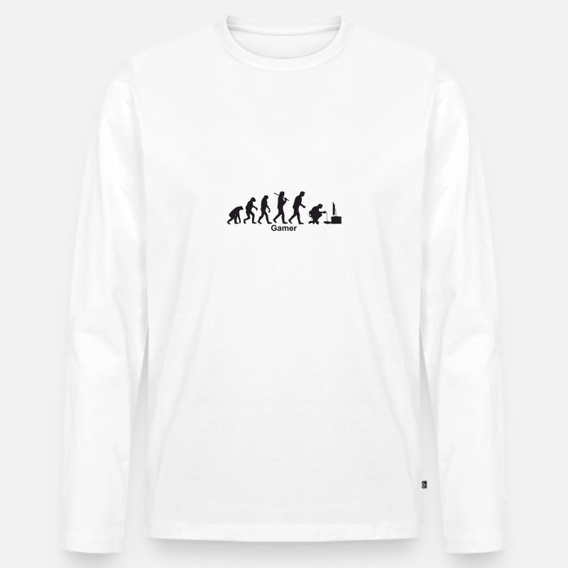 Evolution Gamer / Evolutionskette Zocker / Gamer - Männer Premium Bio Langarmshirt - Weiß
