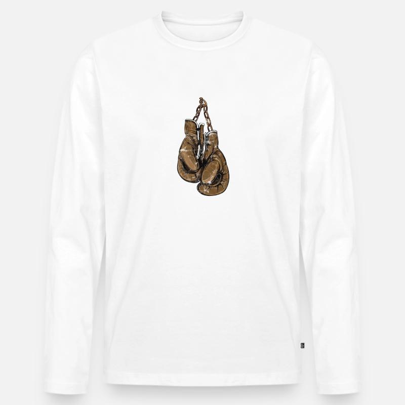 Boxer Handschuhe - Männer Premium Bio Langarmshirt - Weiß