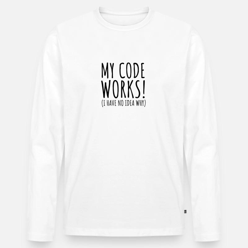 My code works - Männer Premium Bio Langarmshirt - Weiß