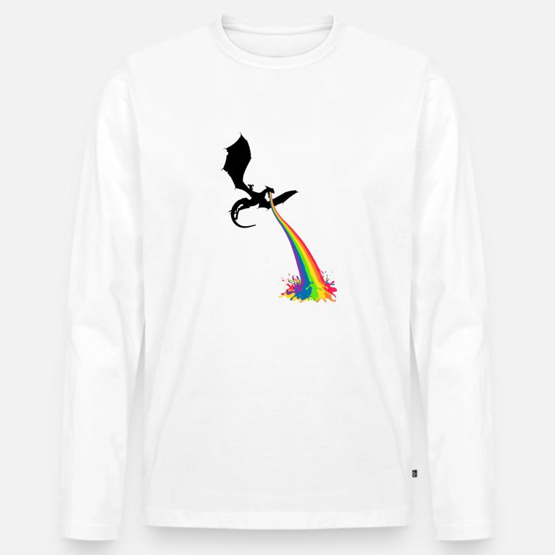 Regenbogen-Drache - Männer Premium Bio Langarmshirt - Weiß