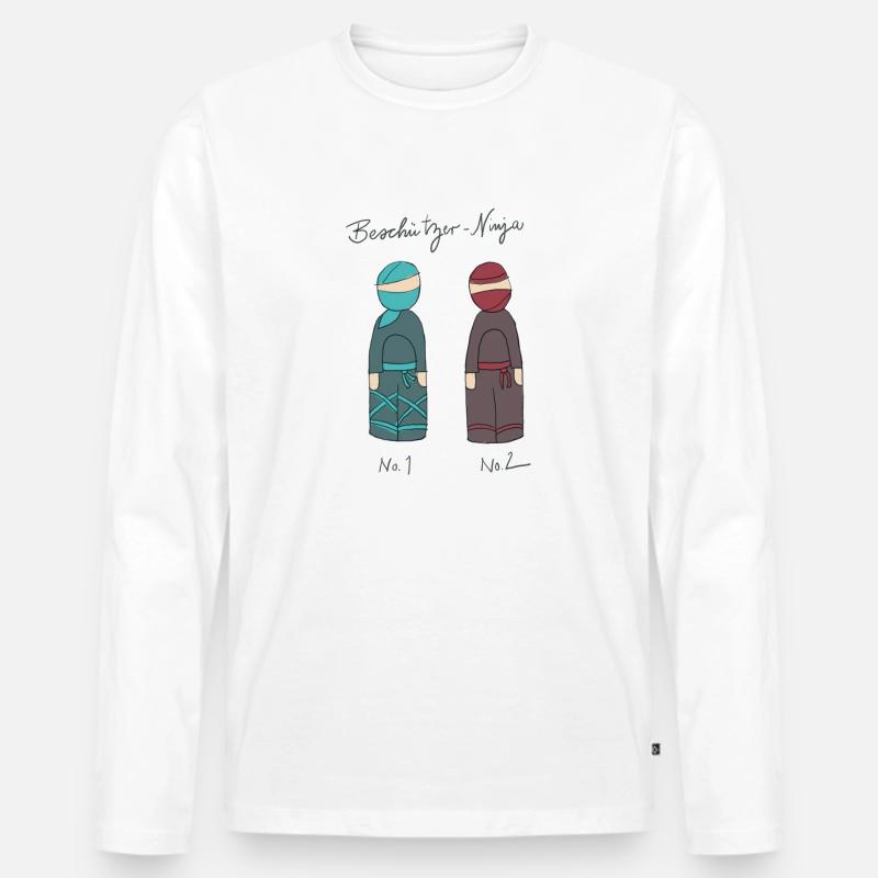 Ninja Beschützer - Männer Premium Bio Langarmshirt - Weiß