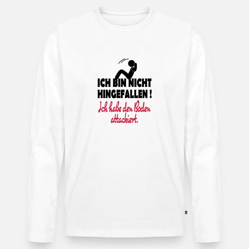 Hinfallen - Männer Premium Bio Langarmshirt - Weiß