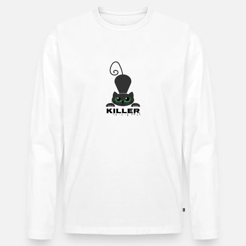 killer Katze - Männer Premium Bio Langarmshirt - Weiß