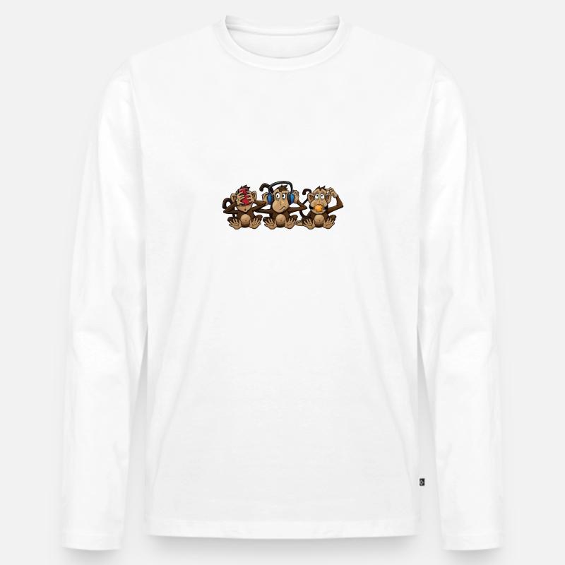 3 Wise Monkeys Designs - Männer Premium Bio Langarmshirt - Weiß