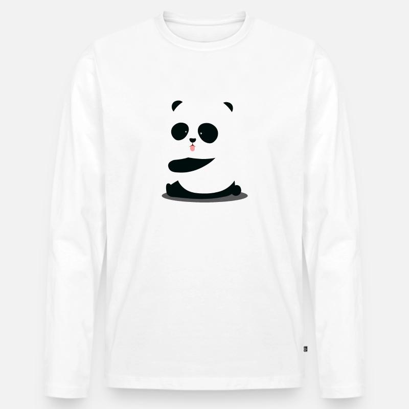 Panda Süß - Männer Premium Bio Langarmshirt - Weiß