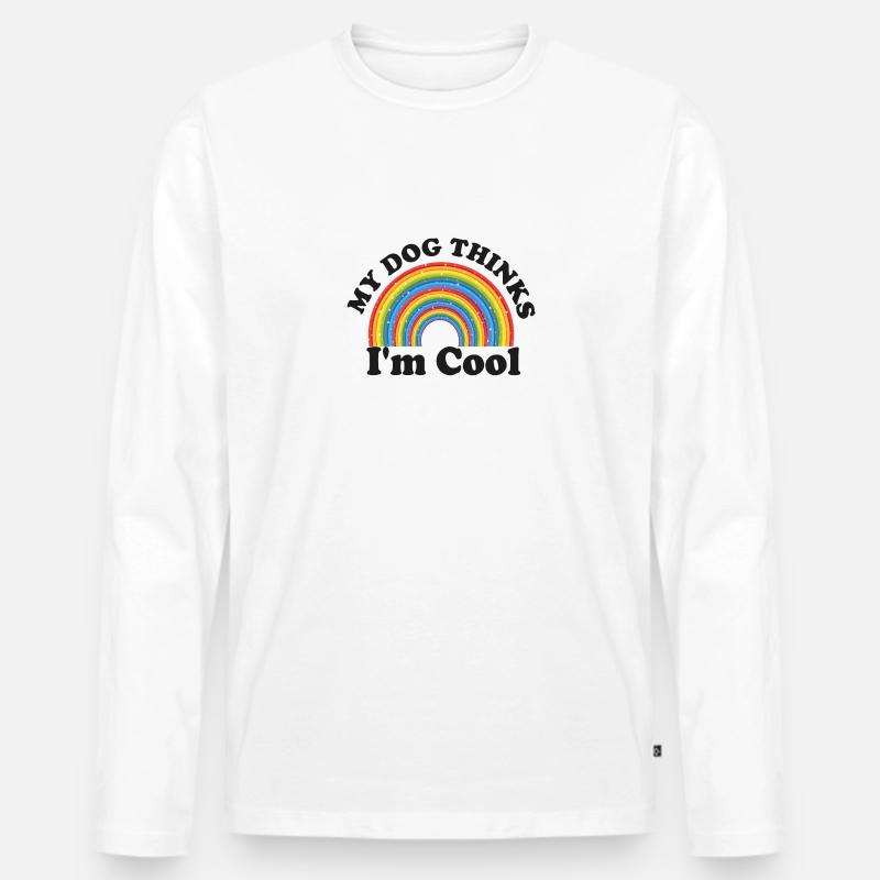 MY DOG THINKS I L'COOL - Männer Premium Bio Langarmshirt - Weiß