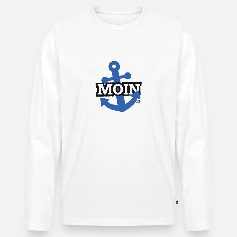 Moin und Anker - Männer Premium Bio Langarmshirt - Weiß
