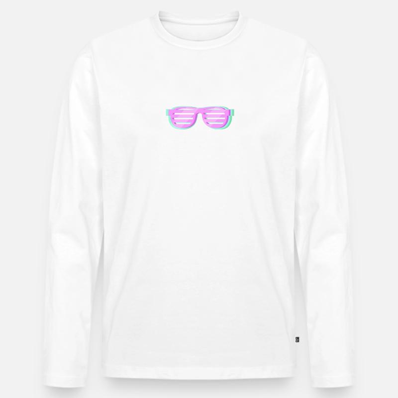 80er - Männer Premium Bio Langarmshirt - Weiß