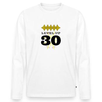 Niveau Up 30 - T-shirt manches longues Premium bio Homme - blanc - Devant - Nico (187cm)