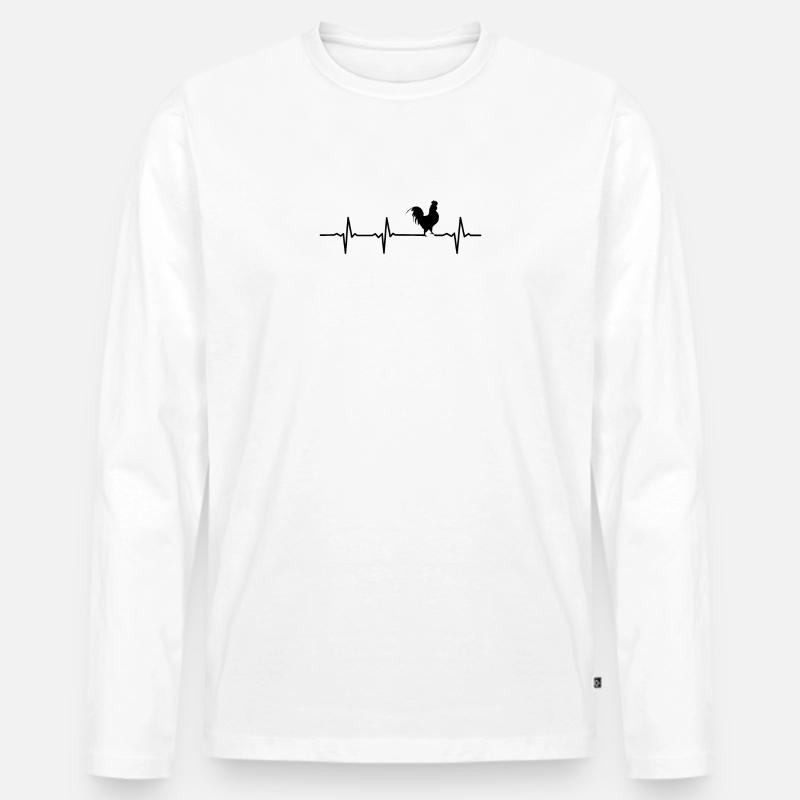 Huhn Herzschlag Hahn Puls Bauer Hühner Geschenk - Männer Premium Bio Langarmshirt - Weiß