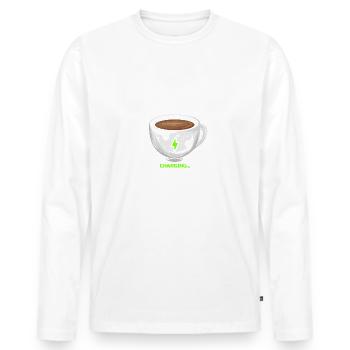 Le café recharge les batteries - T-shirt manches longues Premium bio Homme - blanc - Devant - Nico (187cm)