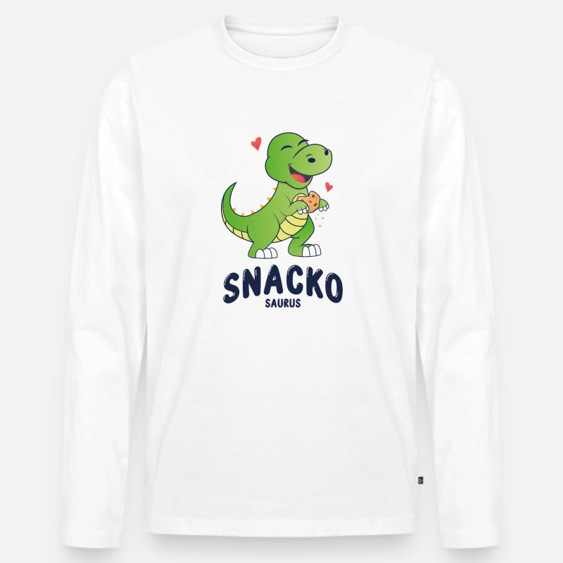Snackosaurus mit Cookie Geschenkidee - Männer Premium Bio Langarmshirt - Weiß