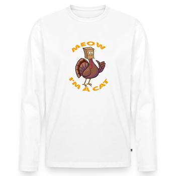 Thanksgiving Funny Turkey Fake Cat Retro Frauen Männer - Männer Premium Bio Langarmshirt - Weiß - Vorne - Nico (187cm)