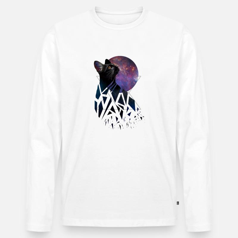 Space Cat - Space Animals Serie - Männer Premium Bio Langarmshirt - Weiß
