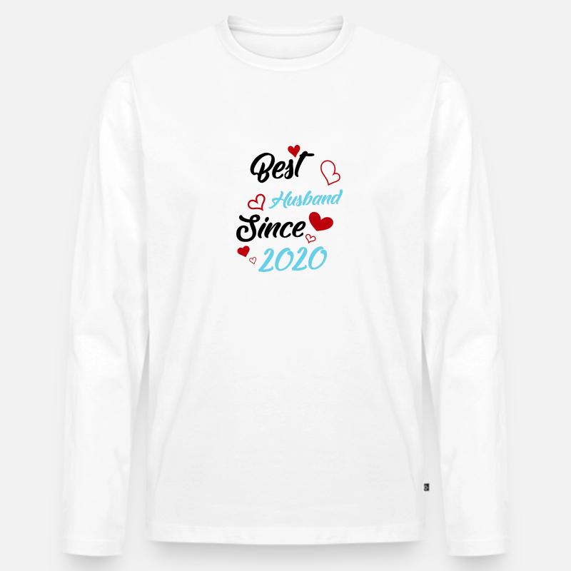 Bester Ehemann seit 2020 Hochzeit - Männer Premium Bio Langarmshirt - Weiß