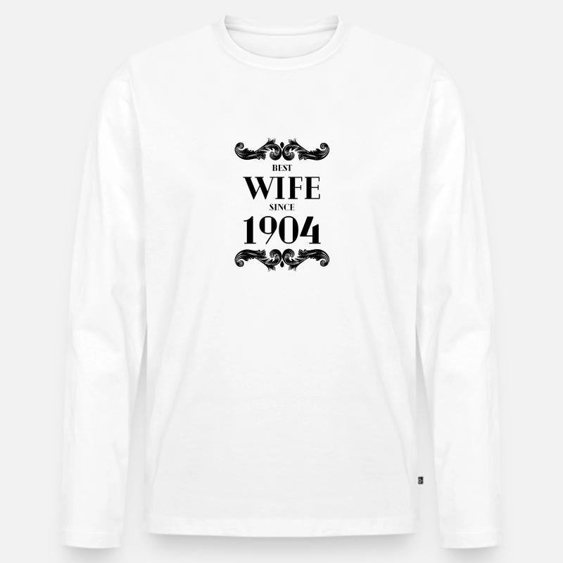 Beste Ehefrau seit 1904 Hochzeit - Männer Premium Bio Langarmshirt - Weiß