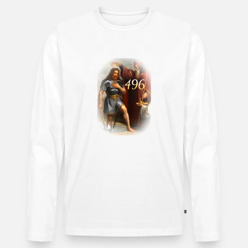 Batême de Clovis 496 - Männer Premium Bio Langarmshirt - Weiß