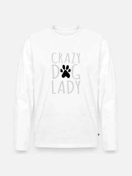 Crazy Dog Lady citat - Premium økologisk langærmet T-shirt til mænd - hvid