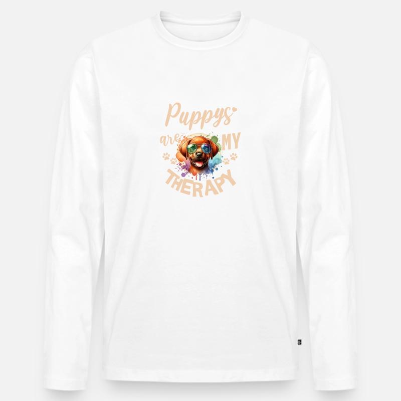 Rhodesian Ridgeback Aquarell Design - Männer Premium Bio Langarmshirt - Weiß
