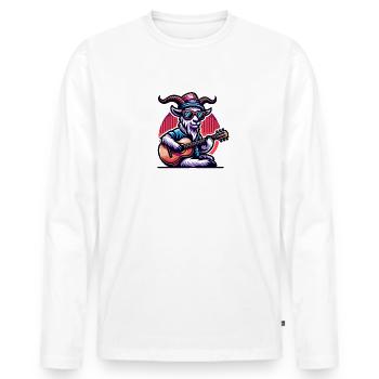 Chèvre Cool Jouant De La Guitare Dans La Conception De Bande - T-shirt manches longues Premium bio Homme - blanc - Devant - Nico (187cm)