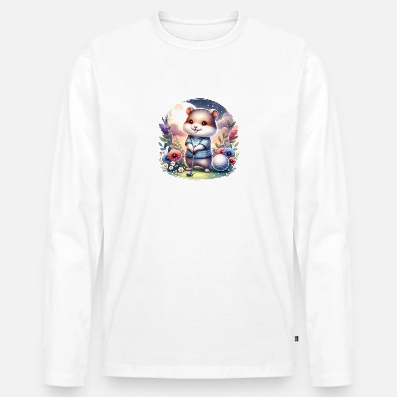 Lustiger Hamster Golfer Golfing Spaß - Männer Premium Bio Langarmshirt - Weiß
