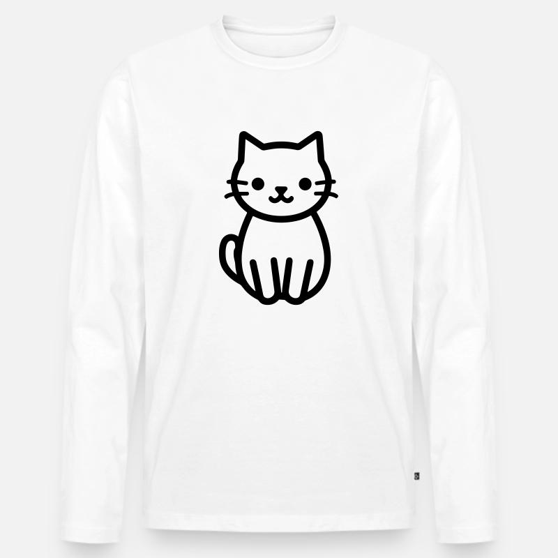 Katze - Männer Premium Bio Langarmshirt - Weiß