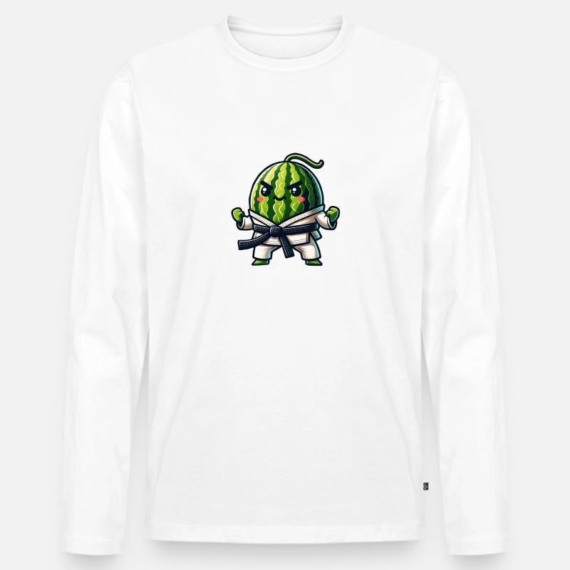 Karate Wassermelone Meister Kampfkunst - Männer Premium Bio Langarmshirt - Weiß