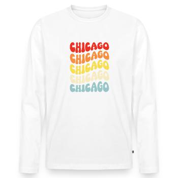 Chicago 70s Hippie - Men's Premium Organic Long Sleeve Shirt - white - Front - Nico (187cm)