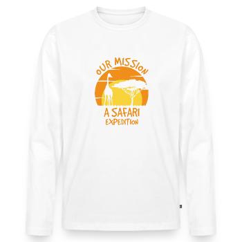 Notre mission Une expédition safari - T-shirt manches longues Premium bio Homme - blanc - Devant - Nico (187cm)