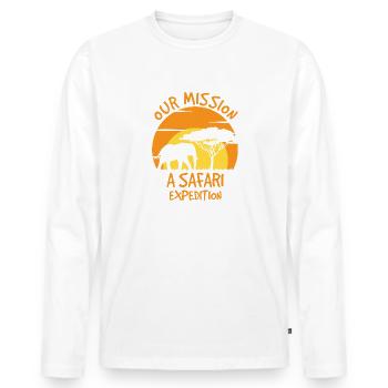 Notre mission Une expédition safari - T-shirt manches longues Premium bio Homme - blanc - Devant - Nico (187cm)