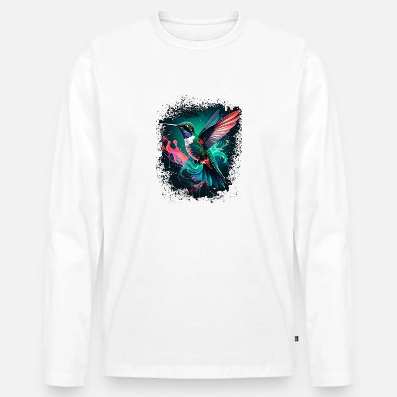 kolibri,vogel, illustration,bunt,graffiti - Männer Premium Bio Langarmshirt - Weiß
