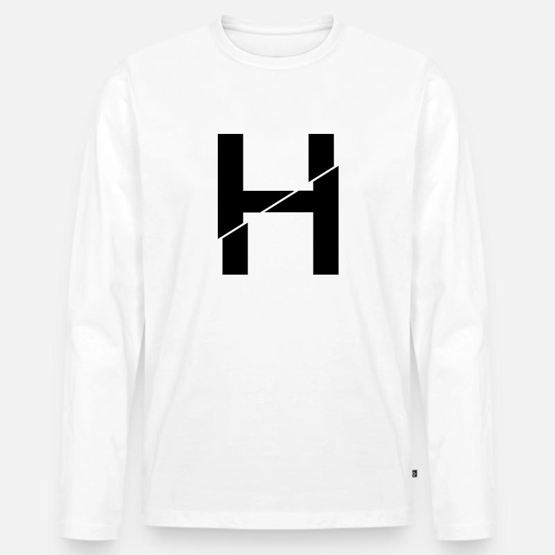 H broken - Männer Premium Bio Langarmshirt - Weiß