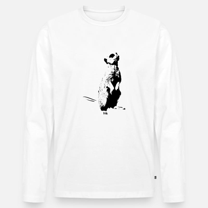 Erdmännchen - Männer Premium Bio Langarmshirt - Weiß