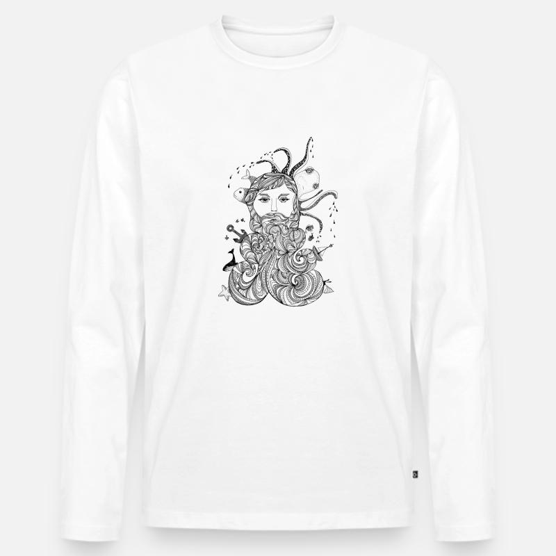 Wassermann - Männer Premium Bio Langarmshirt - Weiß
