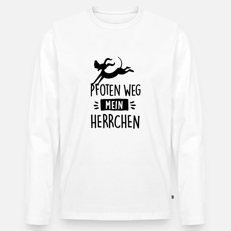 pfoten weg herrchen - Männer Premium Bio Langarmshirt - Weiß