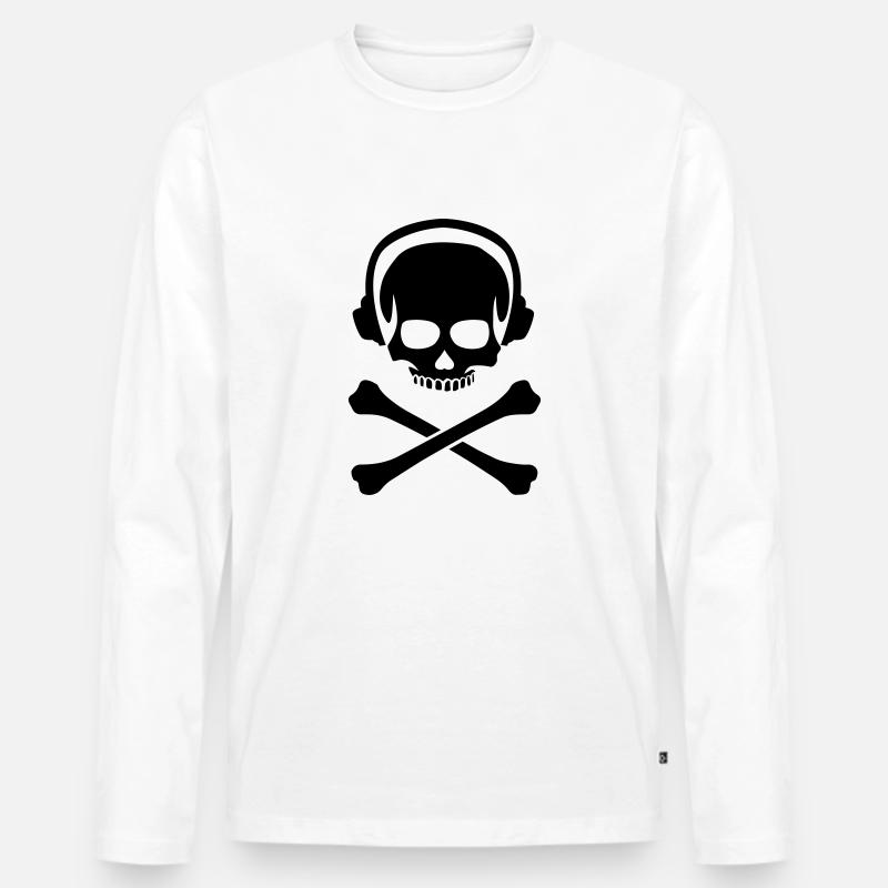 DJ Skull - Männer Premium Bio Langarmshirt - Weiß