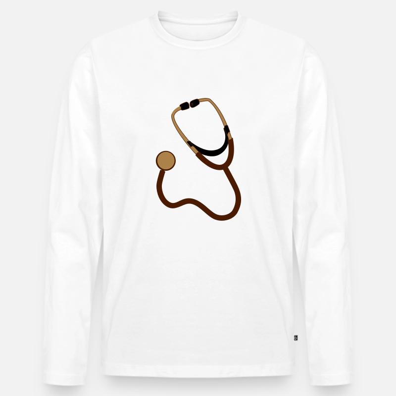 Stethoskop - Männer Premium Bio Langarmshirt - Weiß