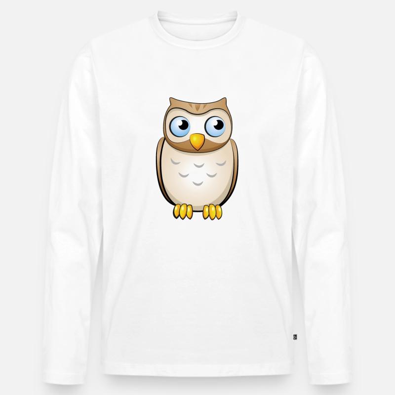 Eule - Männer Premium Bio Langarmshirt - Weiß