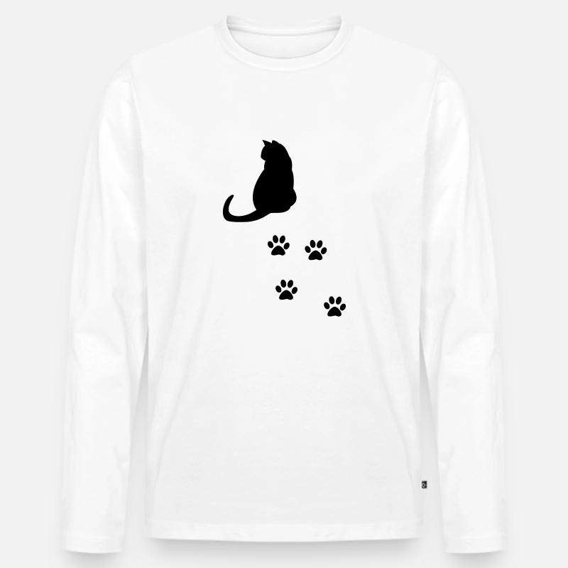 Katze mit Pfoten - Männer Premium Bio Langarmshirt - Weiß