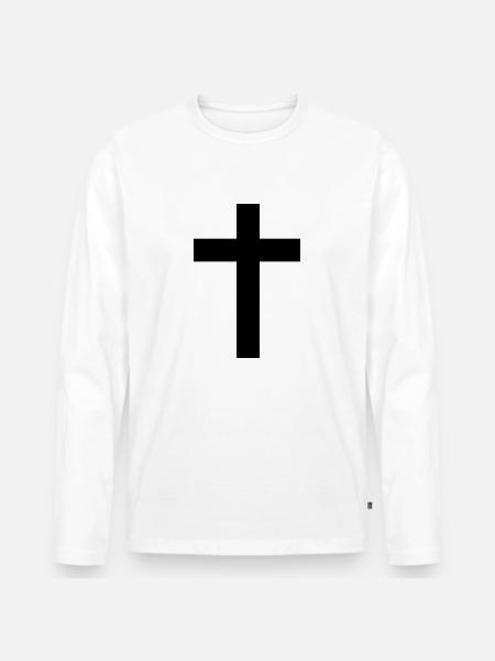 kreuz - Männer Premium Bio Langarmshirt - Weiß