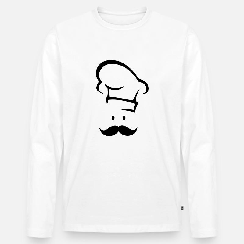 Cook Face - Männer Premium Bio Langarmshirt - Weiß