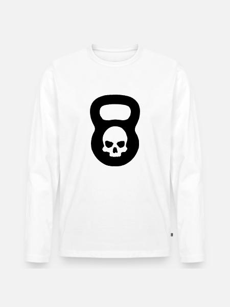 Kettlebell Ghost Black - Männer Premium Bio Langarmshirt - Weiß