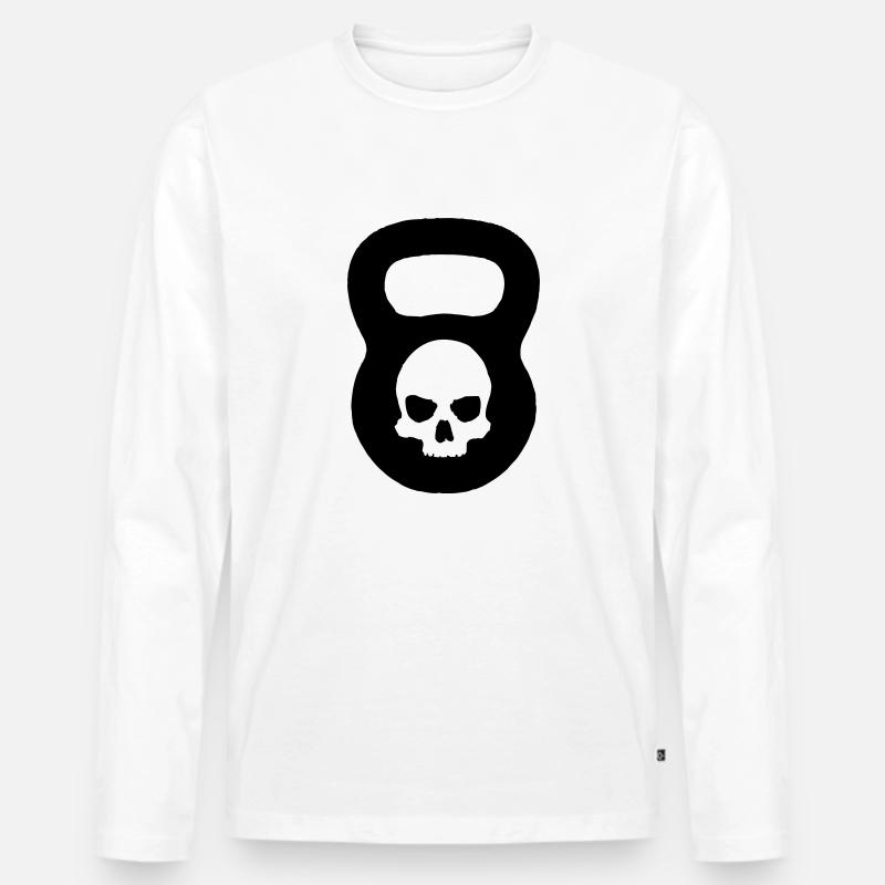 Kettlebell Ghost Black - Männer Premium Bio Langarmshirt - Weiß